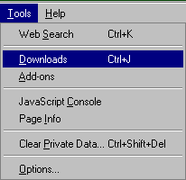 [Bon Echo Alpha 2 Tools menu]